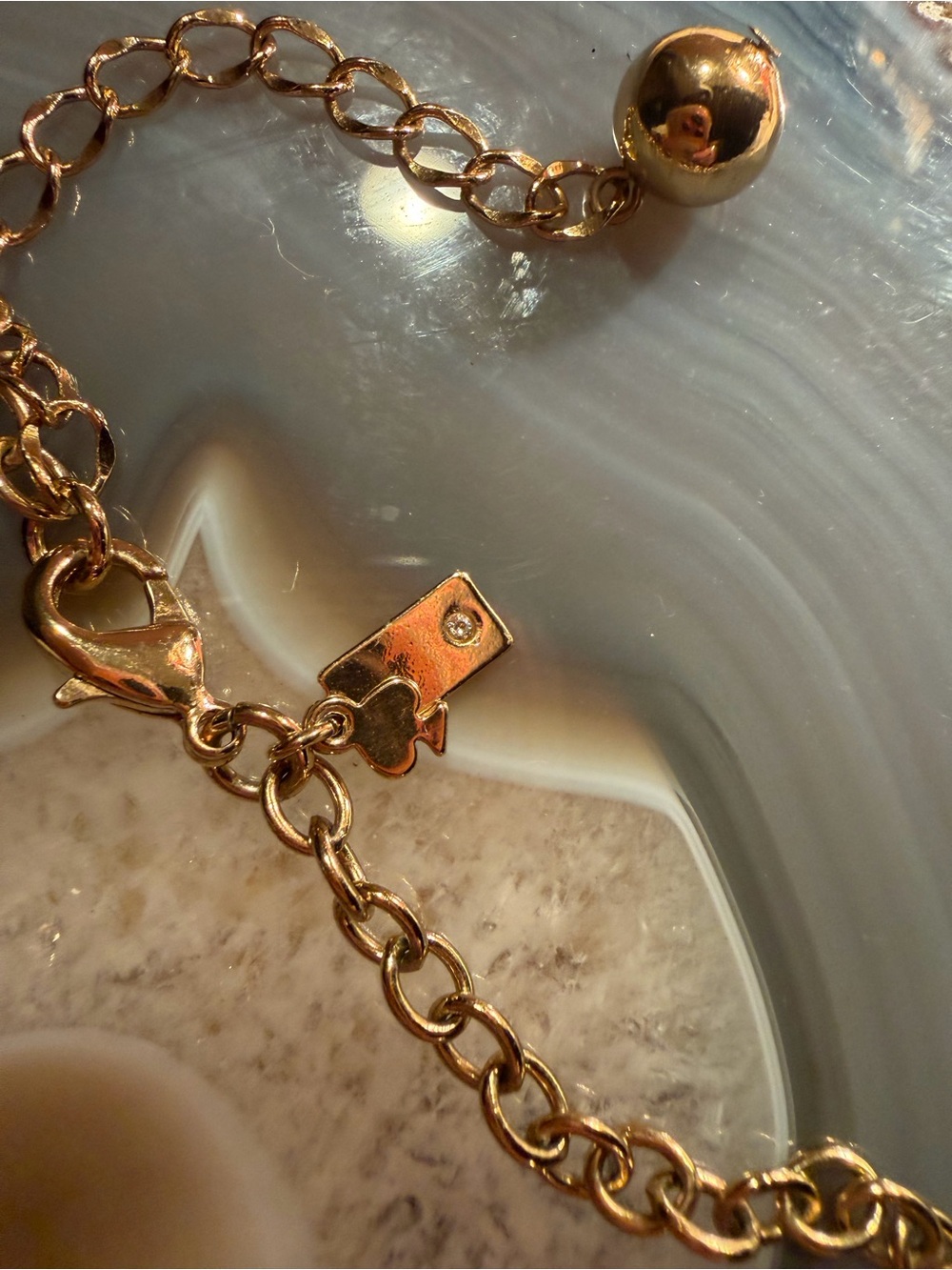 Kate Spade NWOT Gold Chain Necklace with Black and Clear Floral Clusters - Picture 4 of 5